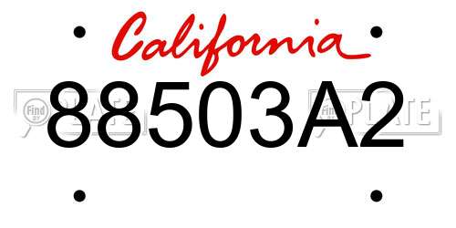 88503A2 California License Plate