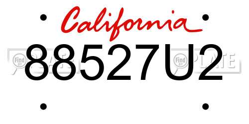 88527U2 California License Plate