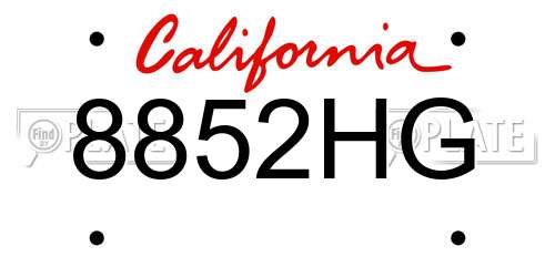 8852HG California License Plate