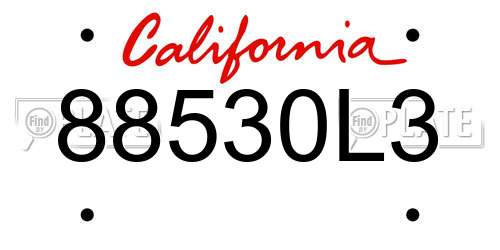 88530L3 California License Plate