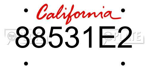88531E2 California License Plate