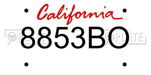 8853BO California License Plate