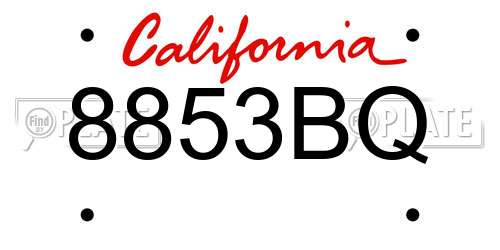 8853BQ California License Plate