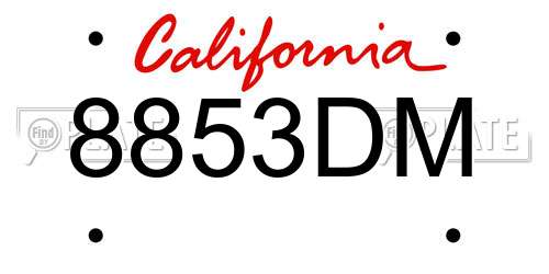 8853DM California License Plate