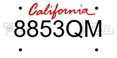 8853QM California License Plate