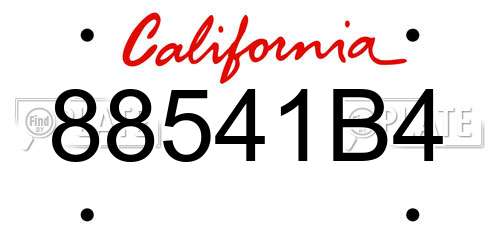 88541B4 California License Plate