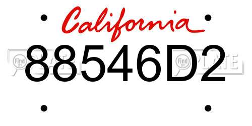 88546D2 California License Plate