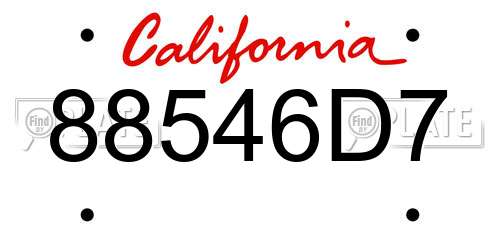 88546D7 California License Plate