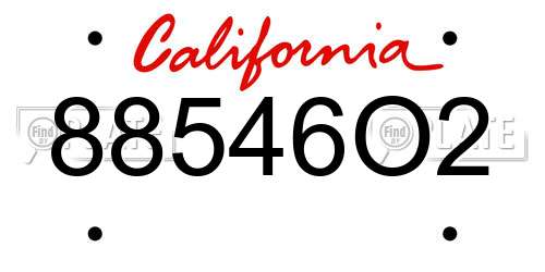 88546O2 California License Plate