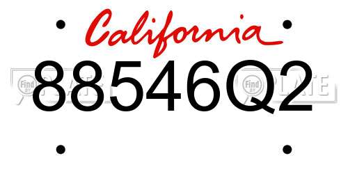 88546Q2 California License Plate