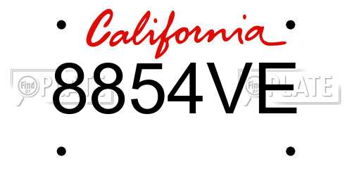 8854VE California License Plate