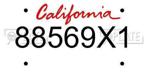 88569X1 California License Plate