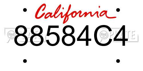 88584C4 California License Plate
