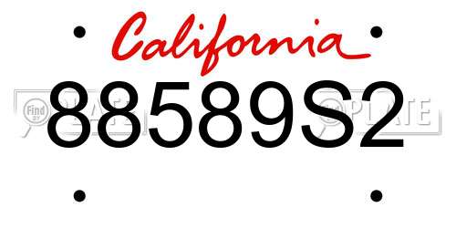 88589S2 California License Plate