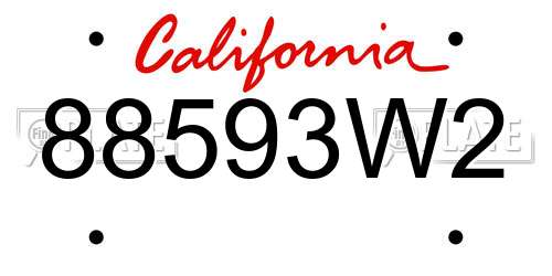 88593W2 California License Plate