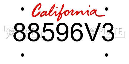 88596V3 California License Plate