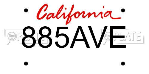 885AVE California License Plate