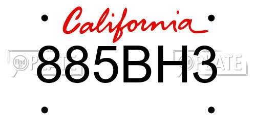 885BH3 California License Plate