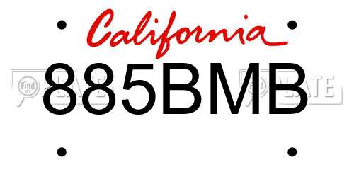 885BMB California License Plate
