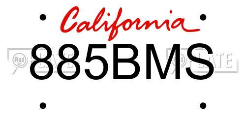 885BMS California License Plate