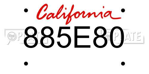 885E80 California License Plate