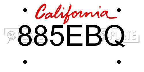 885EBQ California License Plate