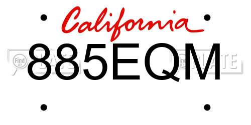 885EQM California License Plate
