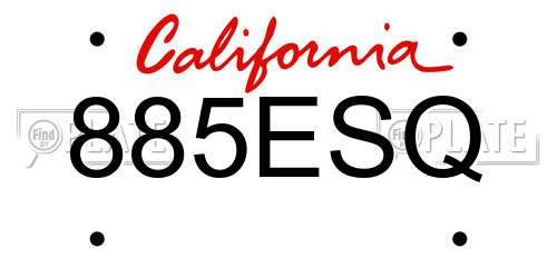 885ESQ California License Plate