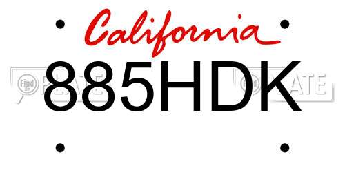885HDK California License Plate