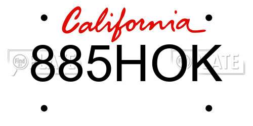 885HOK California License Plate