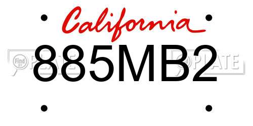 885MB2 California License Plate