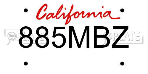 885MBZ California License Plate