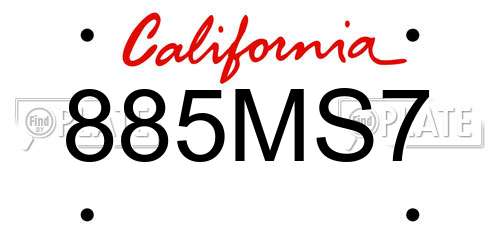 885MS7 California License Plate