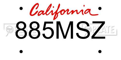 885MSZ California License Plate