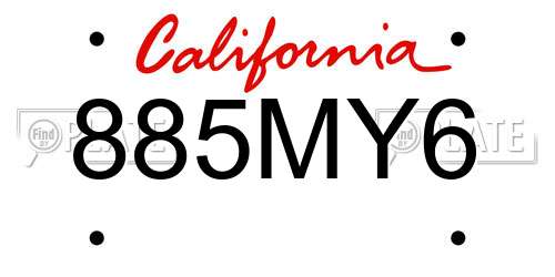 885MY6 California License Plate