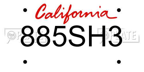 885SH3 California License Plate