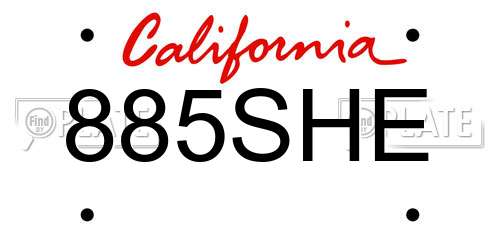 885SHE California License Plate