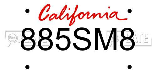 885SM8 California License Plate