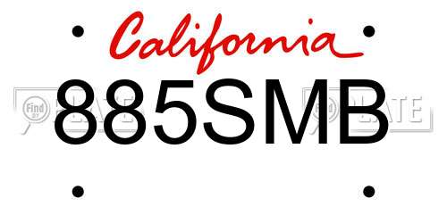 885SMB California License Plate