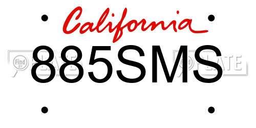 885SMS California License Plate