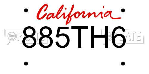885TH6 California License Plate