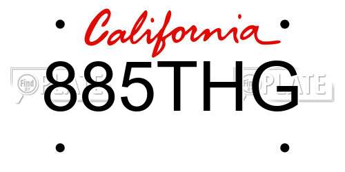 885THG California License Plate