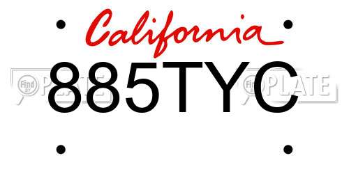 885TYC California License Plate
