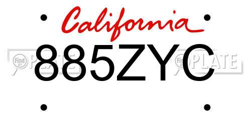 885ZYC California License Plate