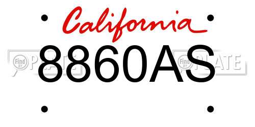 8860AS California License Plate