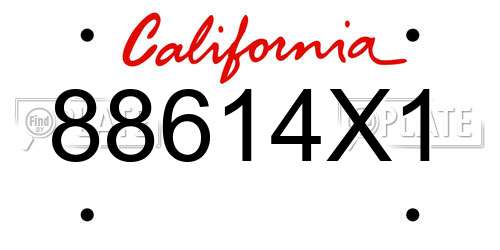 88614X1 California License Plate