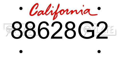 88628G2 California License Plate