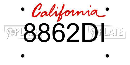 8862DI California License Plate