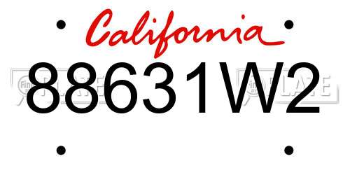 88631W2 California License Plate