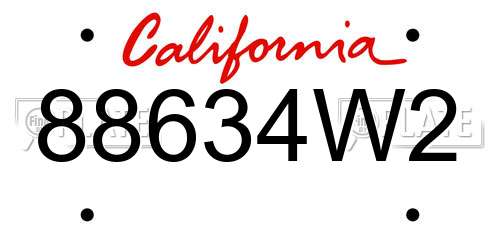 88634W2 California License Plate